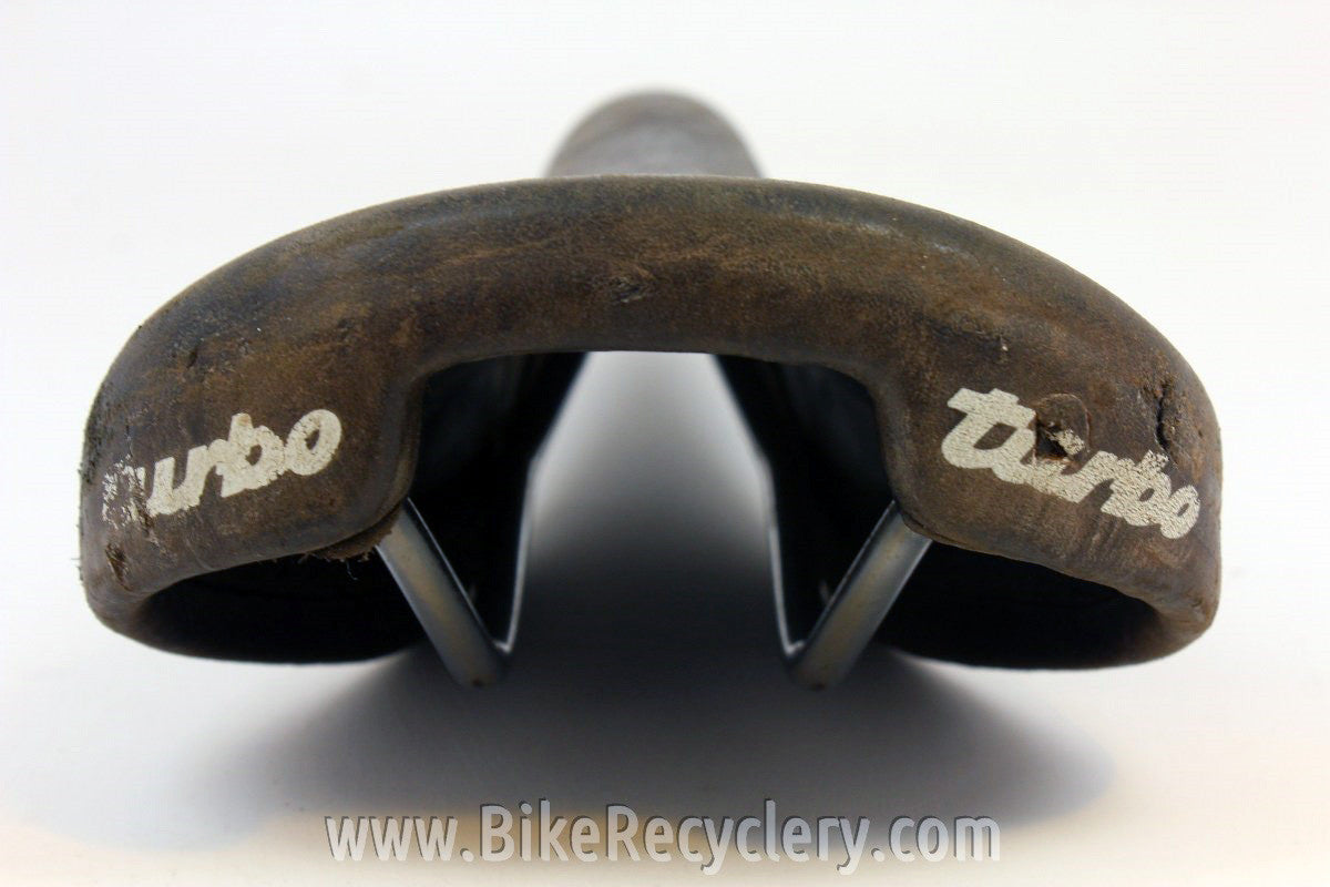 Vintage selle Italia Turbo Saddle: Brown Leather, 1989