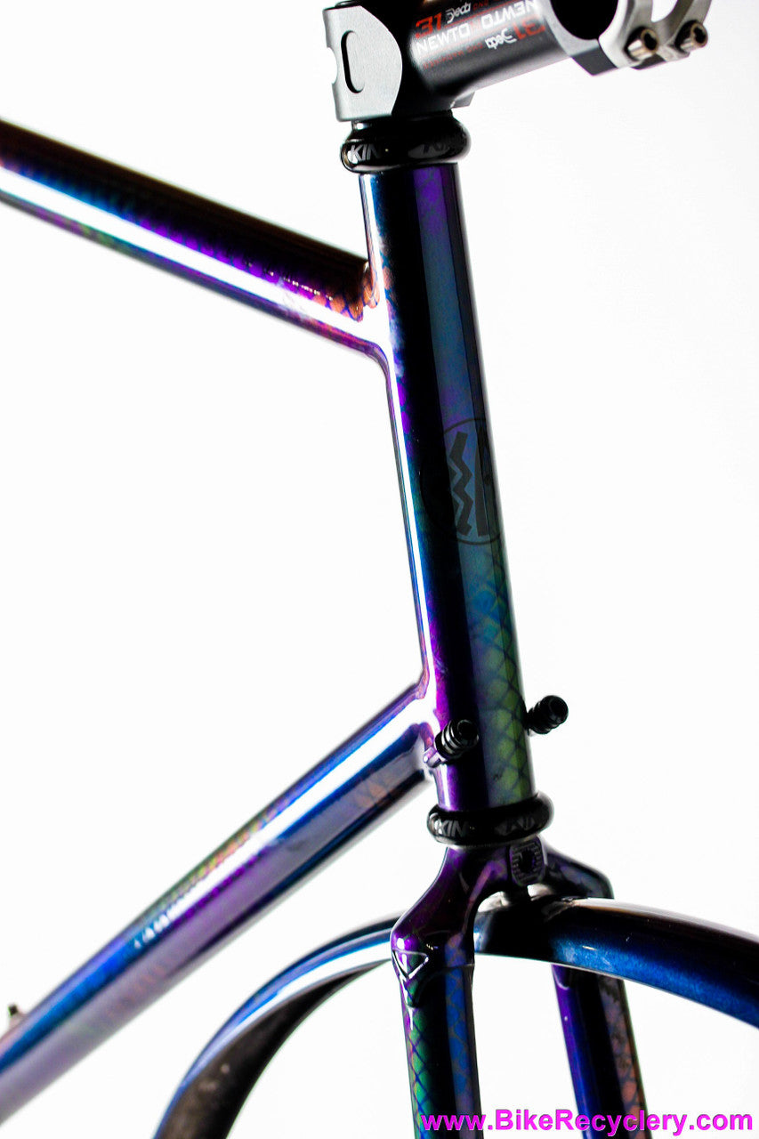 58cm Land Shark Road Shark Fillet Brazed Steel Frameset: Paint Matched Fenders! Snakeskin Purple/Green/Pink/Purple/Orange Wildness!
