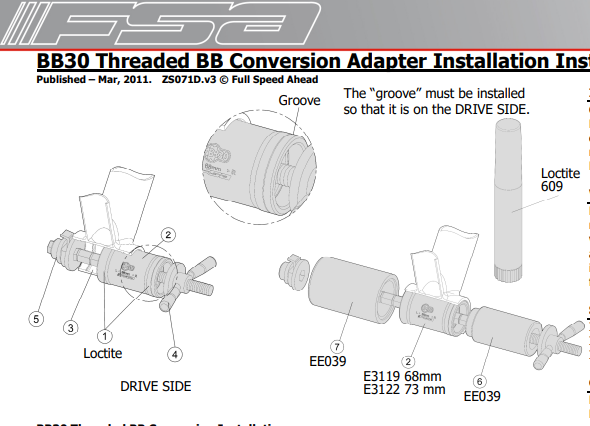 FSA BB30 EE039 Bottom Bracket PF30 Threaded Adapter Extractor: 73mm (Lightly Used)