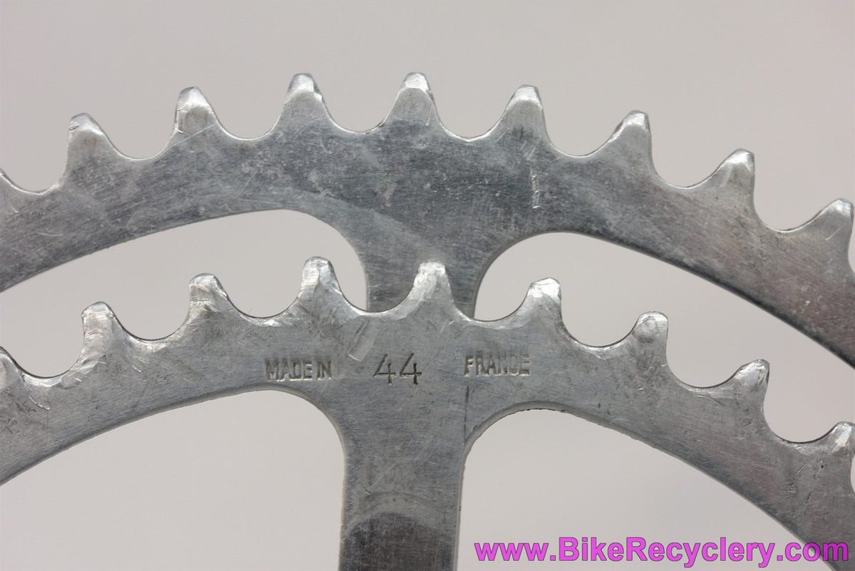 TA Pro 5 Vis Cyclotouriste Crankset: Capped Pedal Holes Early Version - 170mm x 54/44T Double - French (Near Mint+ Low Miles)