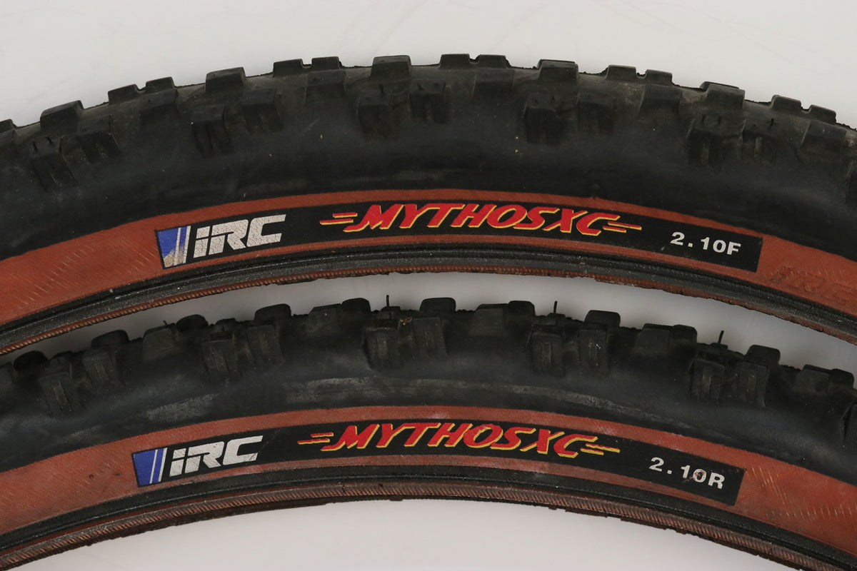 IRC Mythos XC Tires: 26 x 2.1" - Red Skinwall - Vintage 1990's / 2000's - Folding (Near Mint)