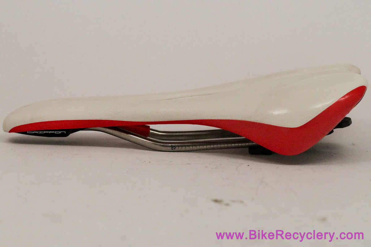 Pro Griffon Titanium Saddle: White & Red (Near Mint+)