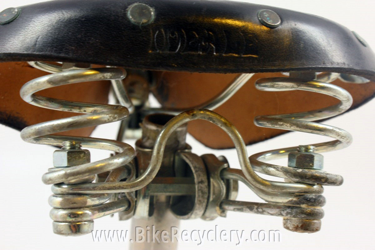 Vintage Ideale 75 Cyclo-Tourist Leather Bike Saddle: Twin Rails, Springs, Seatpost