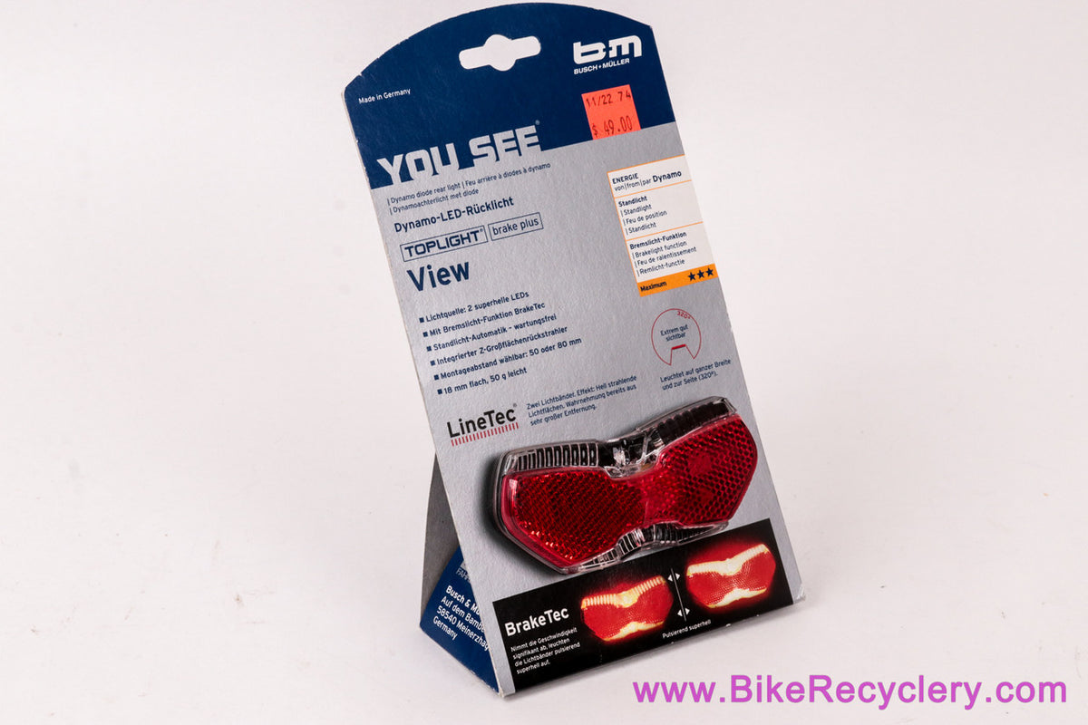 Busch & Müller Toplight View Brake Plus LED Dynamo Rear Tail Light: Rack Mount (NEW)