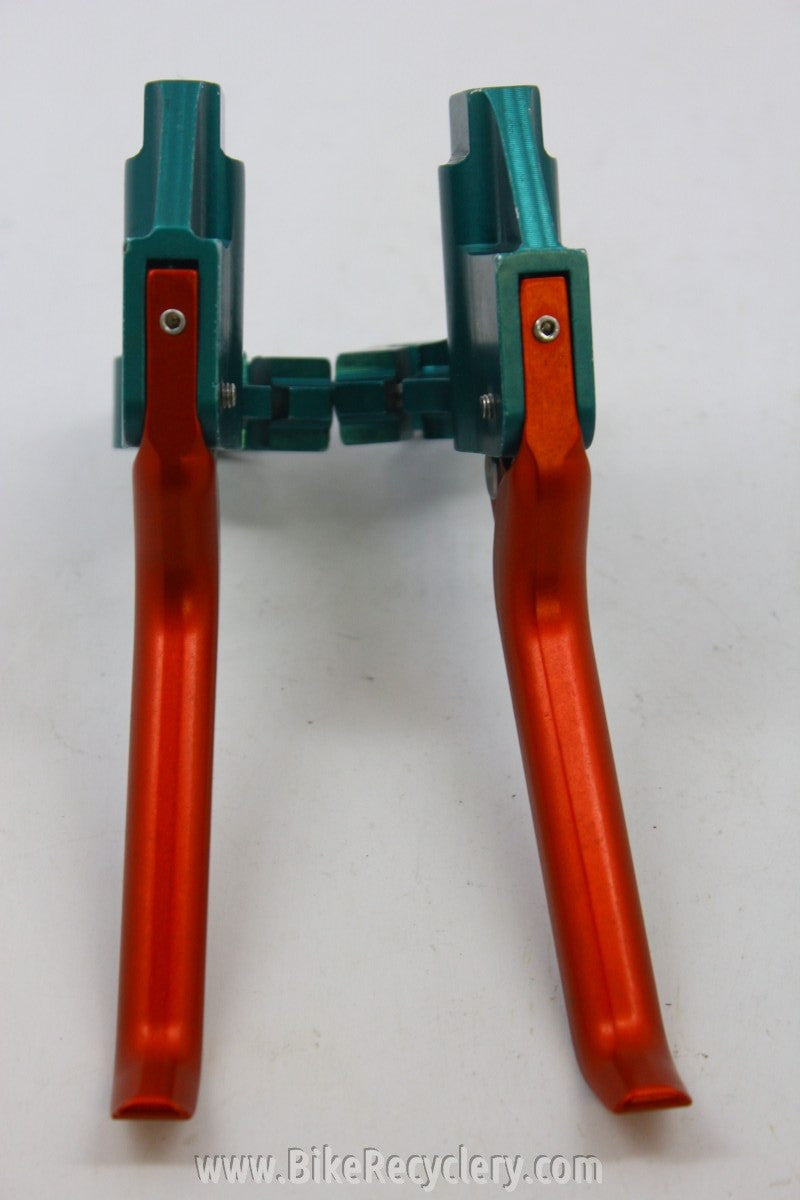 TWP Hydraulic brake Levers: Green / Red Anodized CNC, For Magura Rim Brakes 1990's