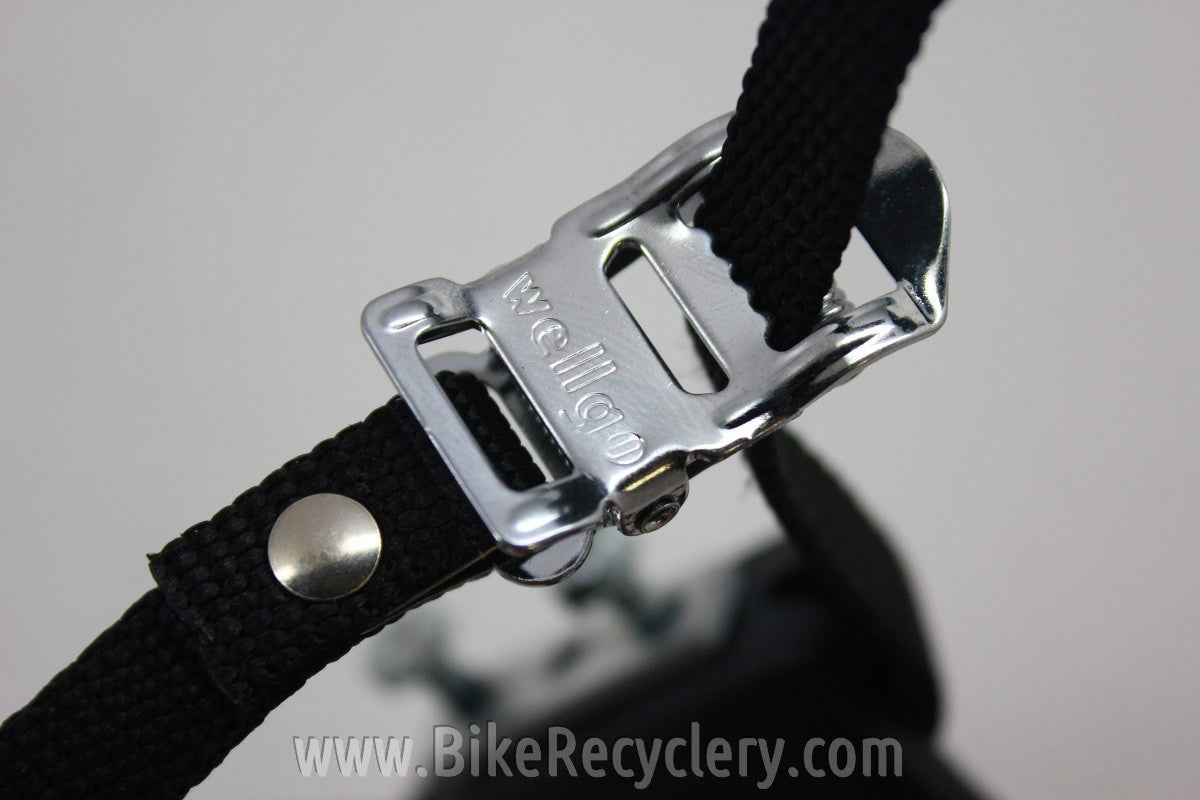 Wellgo Toe Clips & Straps: Black NEW