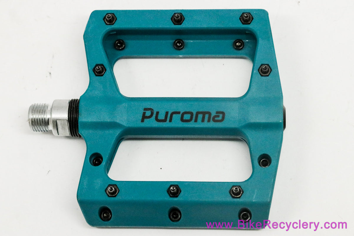 Puroma Flat Platform Pedals: BMX / DH / Freeride / Commuter - Turquoise - 9/16" (NEW)