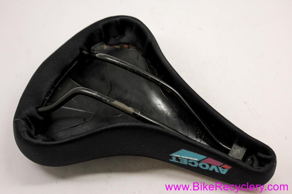 NOS Avocet Spenco Gel W20 Bicycle Saddle: Wide/Soft - Cruisers/Hybrids - 1980's Vintage - Black w/ Blue