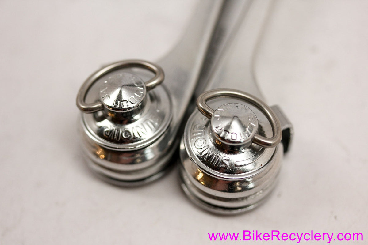 NOS Suntour Cyclone(?) Downtube Shifters: Braze On - Fancy Bolts & Caps (take-off)