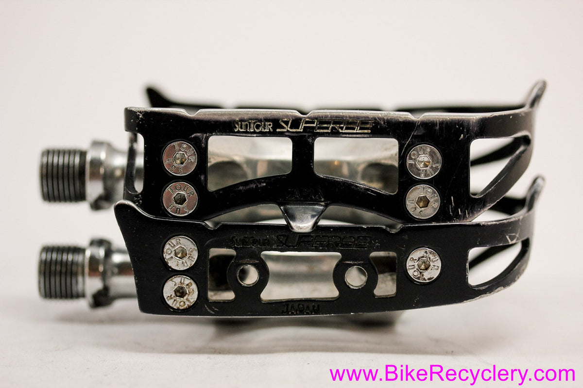 Suntour Superbe Pedals: 1980's - Black - PL-4000