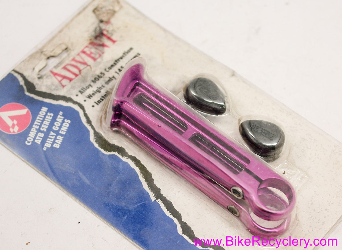 NIB/NOS 3DV Purple Advent Billy Goat Bar Ends! 145g - Cutouts - Vintage 1990's - CNC Ano Alloy - Plugs