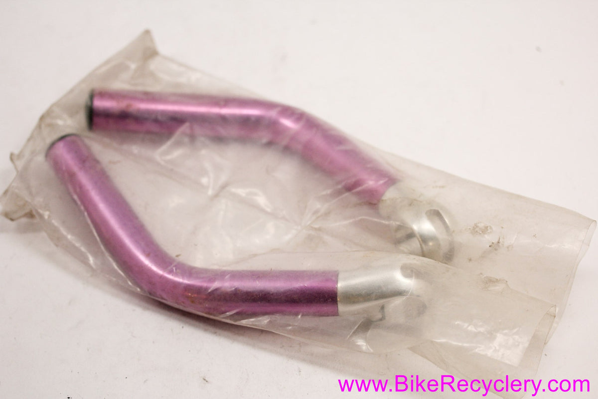 NOS 3DV Purple Bar Ends: Long L-Bend - Silver Clamps - Vintage 1990's