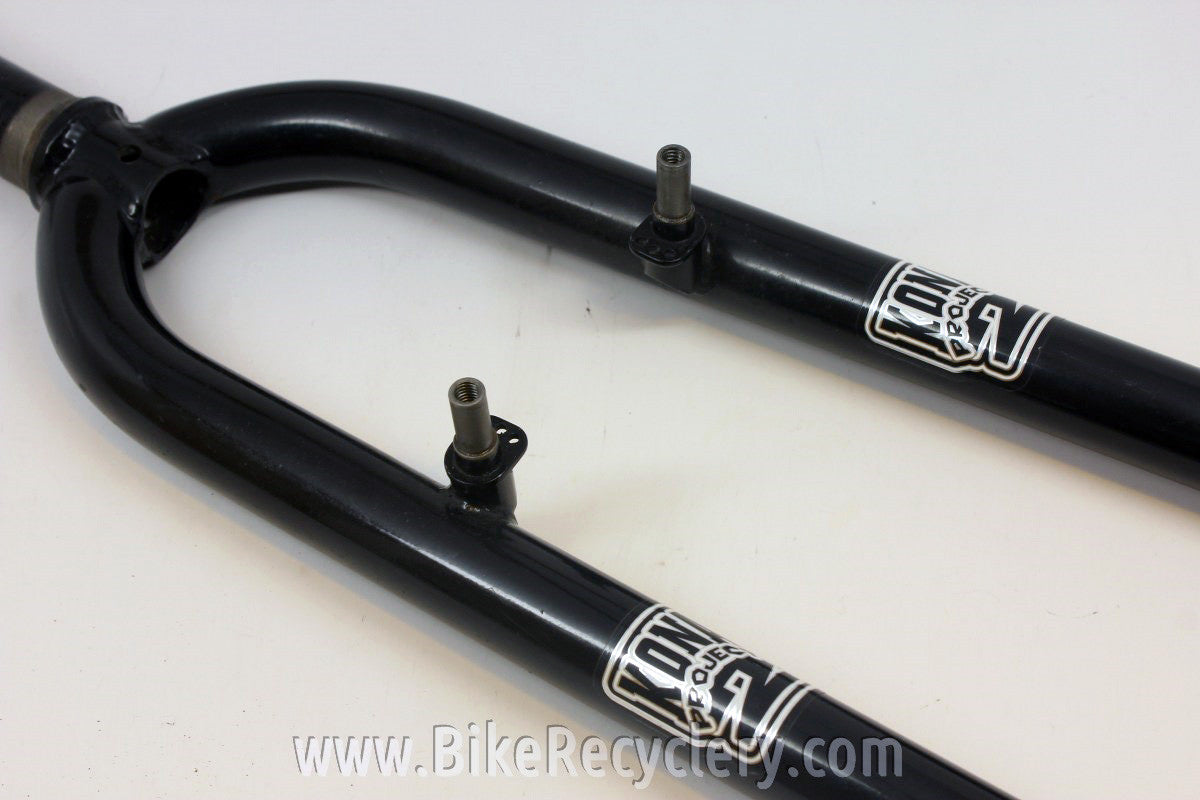 Kona Project 2 Rigid Fork: 1 1/8" Threadless, 26", Fender Eyelets, Black MTB