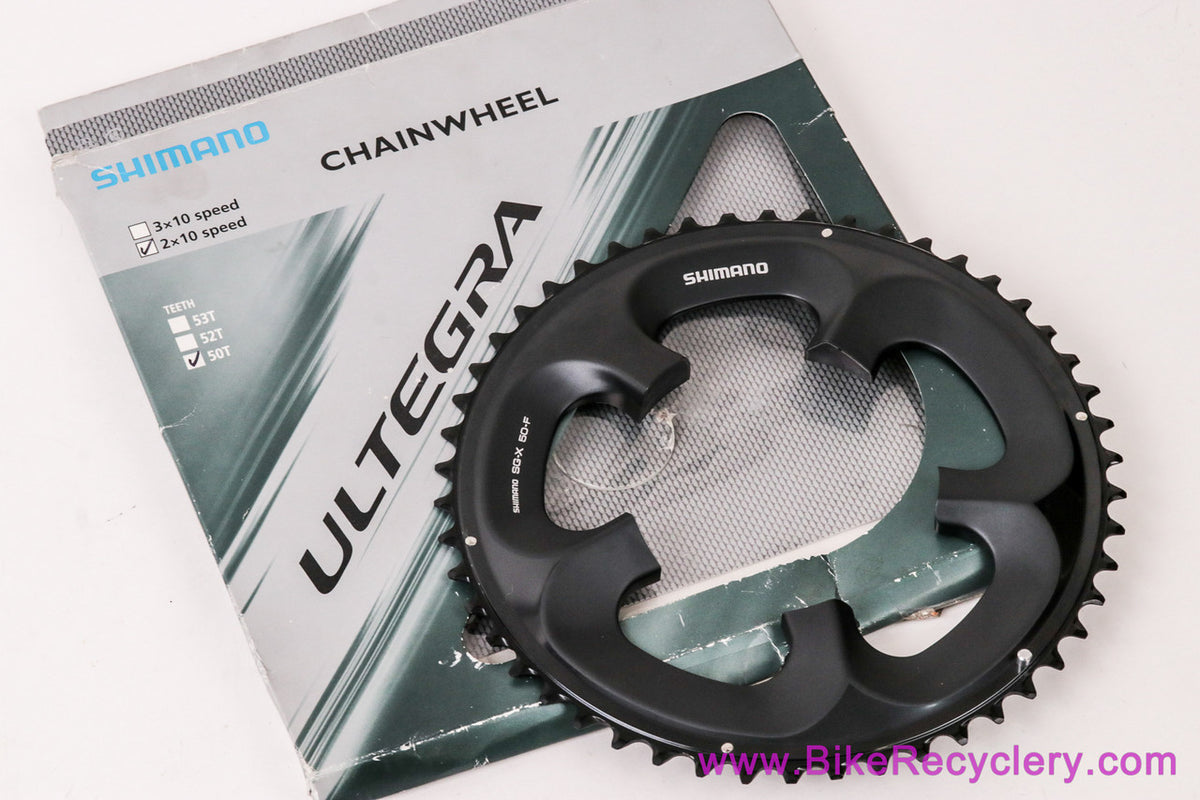 NIB/NOS Shimano ULTEGRA FC-6750 Compact Outer Chainring: 50T-F - 110mm - Dark Grey/Black - SG-X
