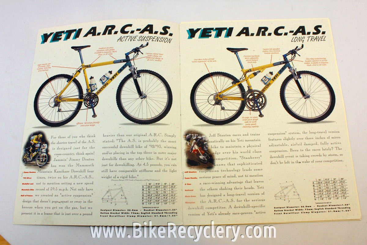 1994 Yeti Cycles Catalog: A.R.C., Pro F.R.O, Road Project MINT