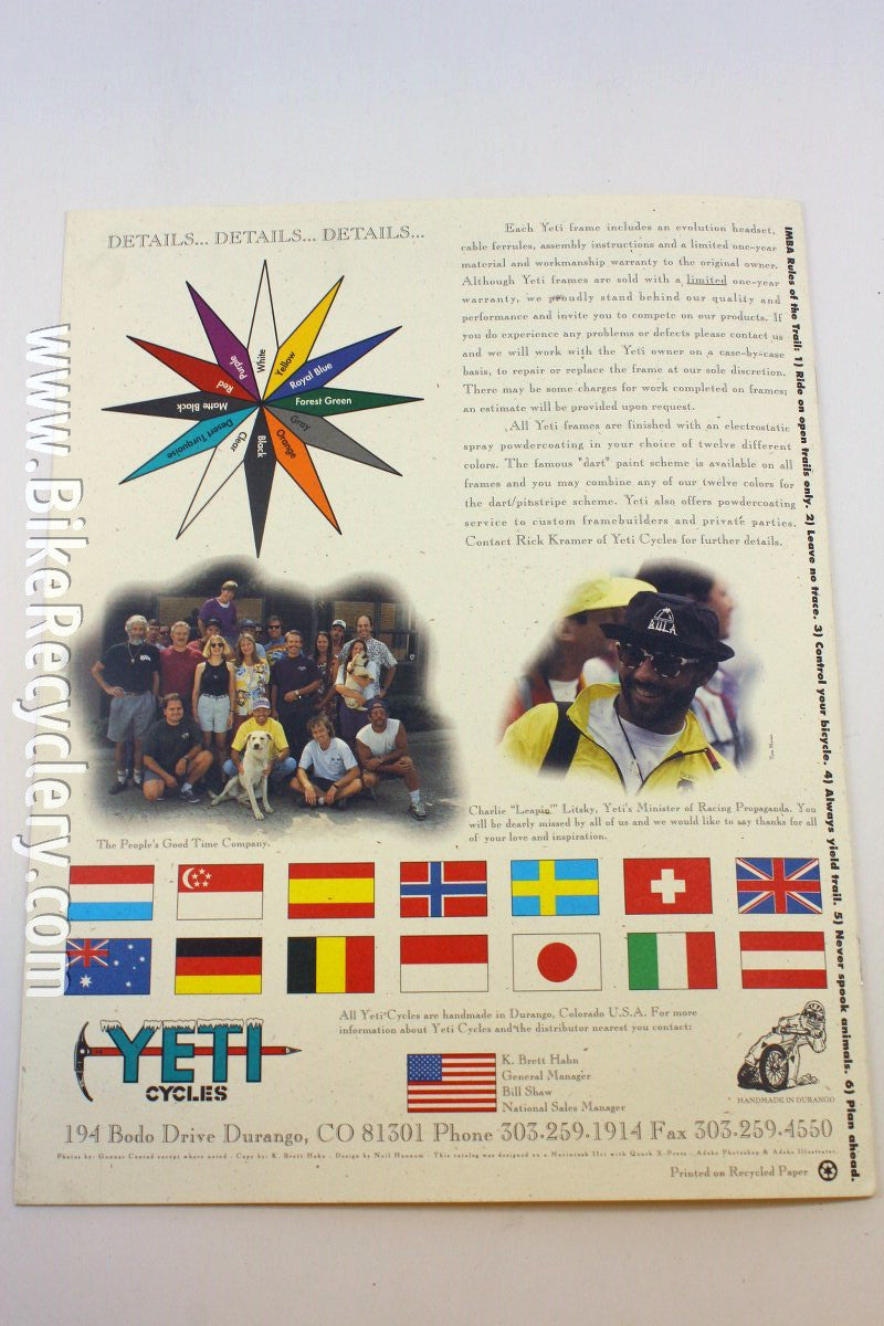 1994 Yeti Cycles Catalog: A.R.C., Pro F.R.O, Road Project MINT