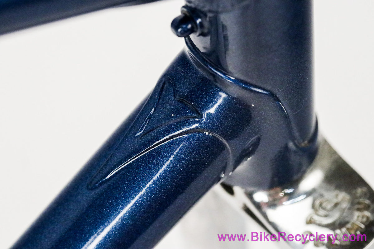 53cm Palo Alto BMZ Italian Road Frameset: 1980's - Columbus SL - Fancy De Rosa Lugs & Cutouts - Chrome Fork/Stays - Metallic Blue Original Paint