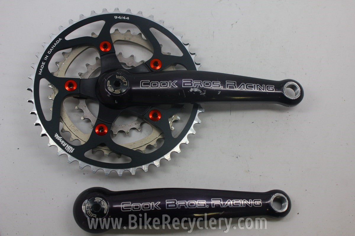 Cook Brothers Crankset: F-Series, Black w/ Red, 175mm 94/58mm 44/34/22t