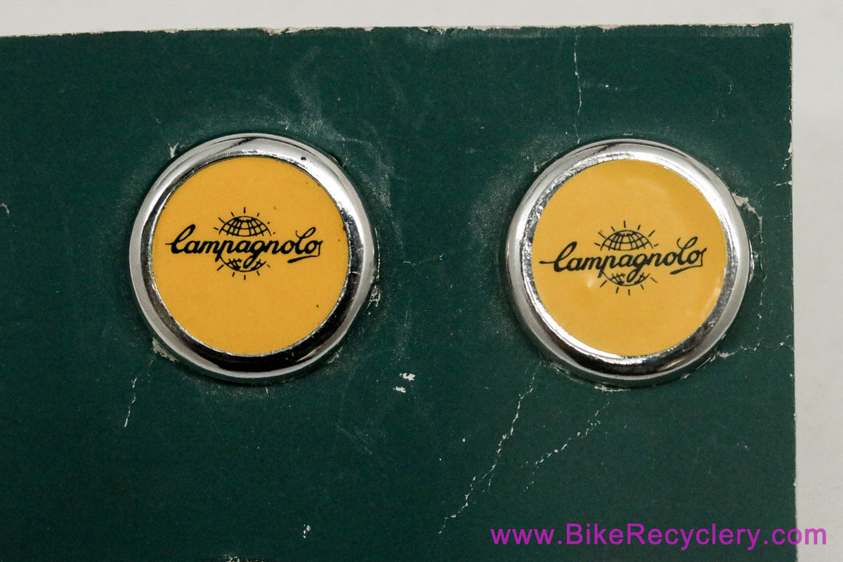 NOS Campagnolo Toe Strap Buttons / Caps - Yellow (pair)