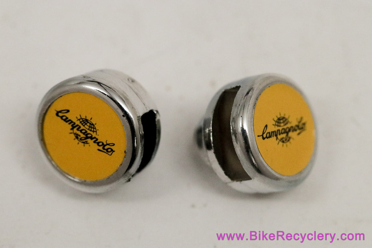 NOS Campagnolo Toe Strap Buttons / Caps - Yellow (pair)