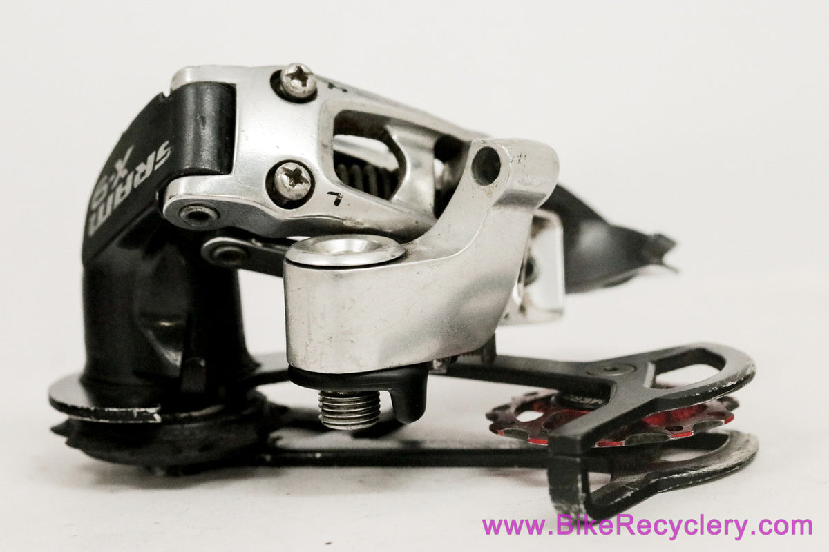 SRAM X9 Rear Derailleur: 9s / 10s - Mid Cage - Silver/Black w/ Red Pulley