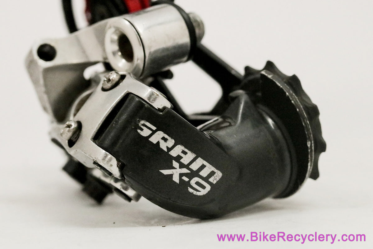 SRAM X9 Rear Derailleur: 9s / 10s - Mid Cage - Silver/Black w/ Red Pulley