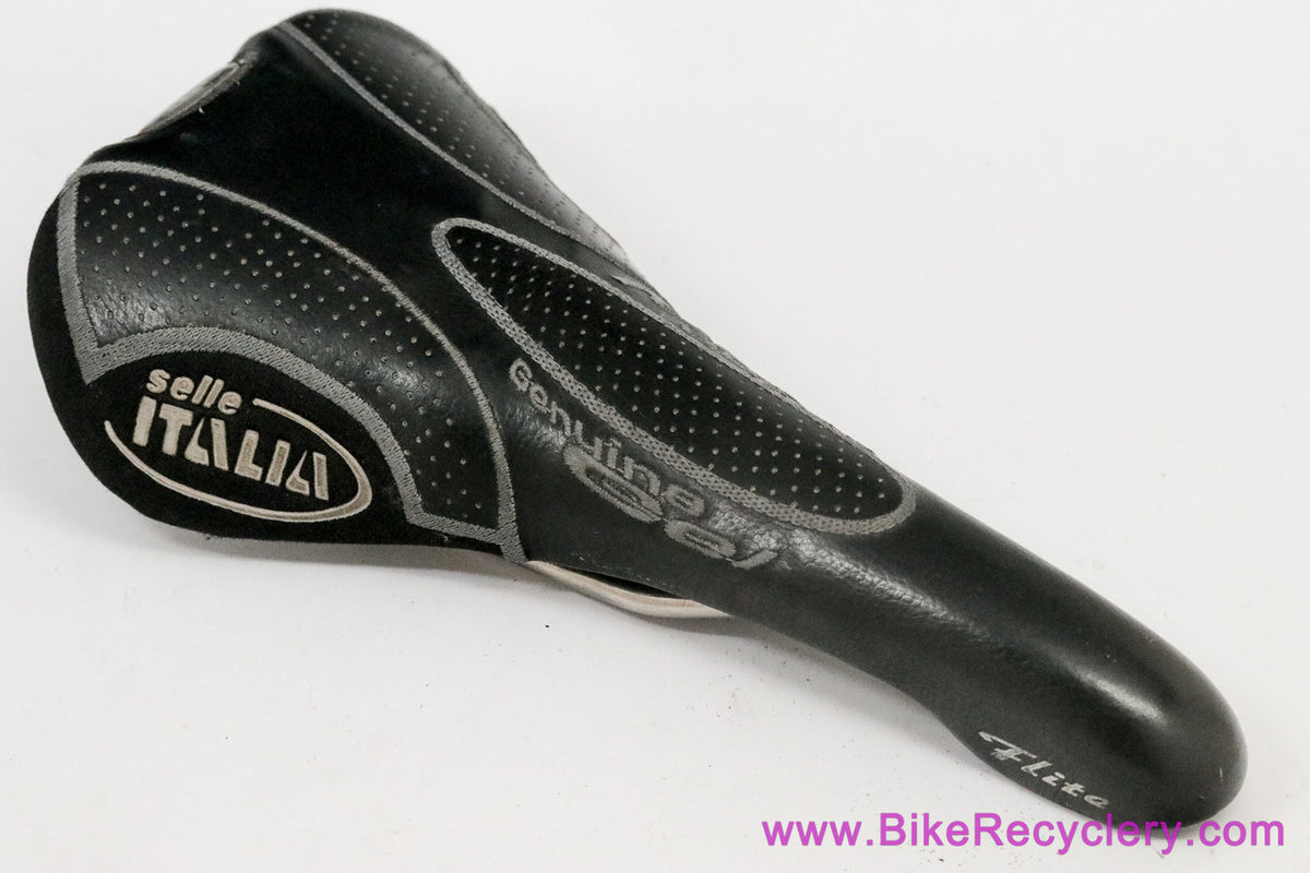 Selle Italia Flite Titanium Genuine Gel: Perforated Black Leather + Kevlar - 2002 (Near Mint)