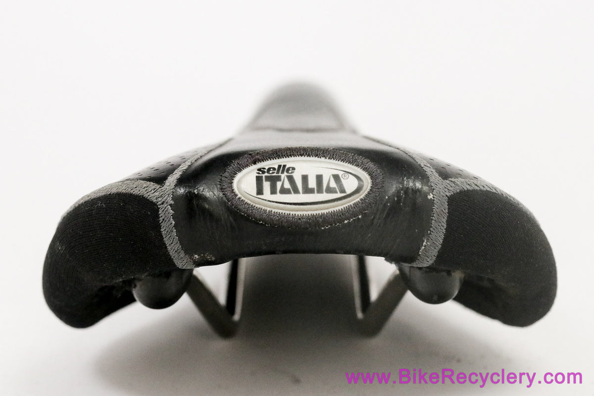 Selle Italia Flite Titanium Genuine Gel: Perforated Black Leather + Kevlar - 2002 (Near Mint)