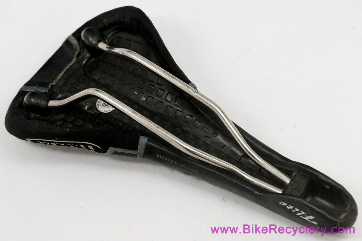 Selle Italia Flite Titanium Genuine Gel: Perforated Black Leather + Kevlar - 2002 (Near Mint)