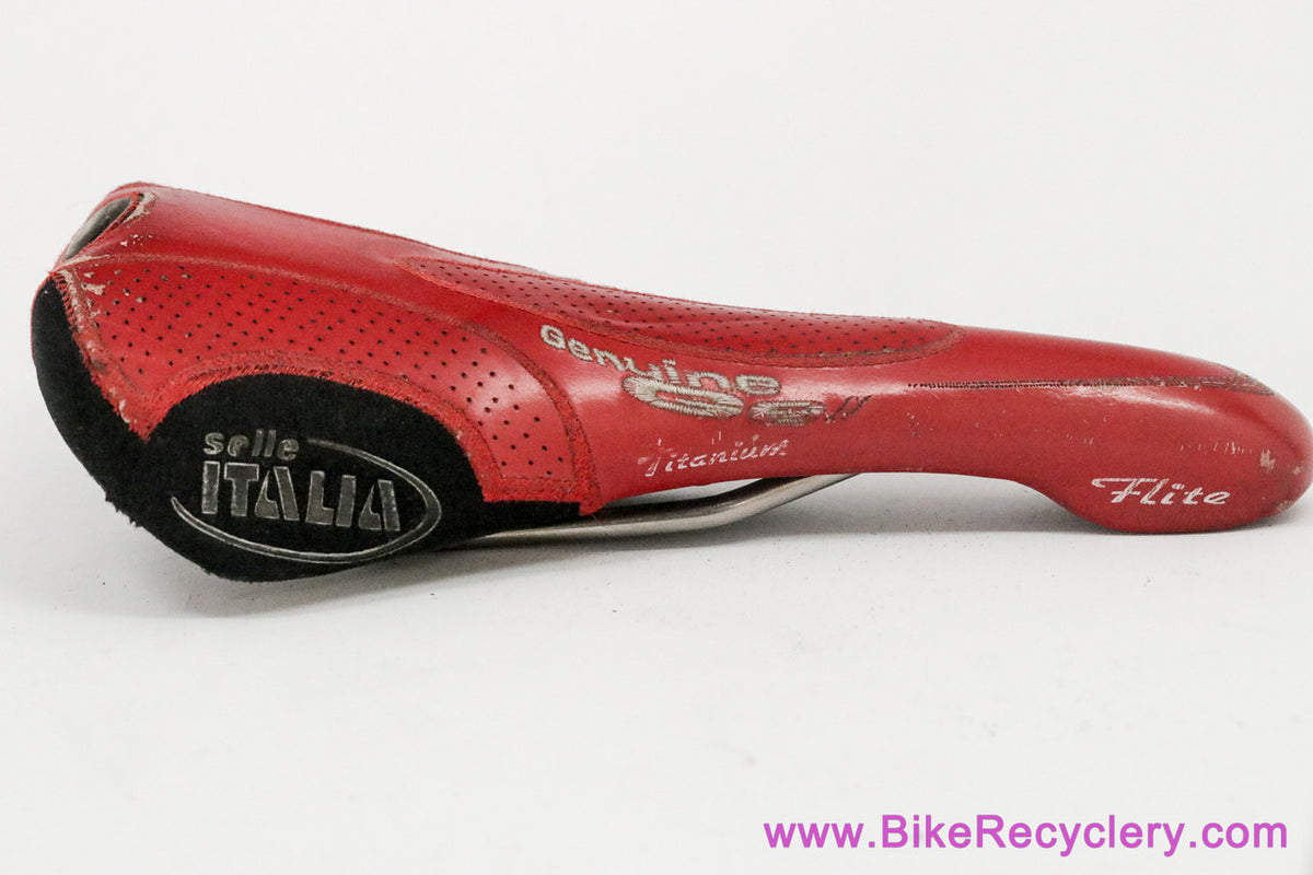 Selle Italia Flite Titanium Genuine Gel: Red Perforated Leather + Kevlar - 2000