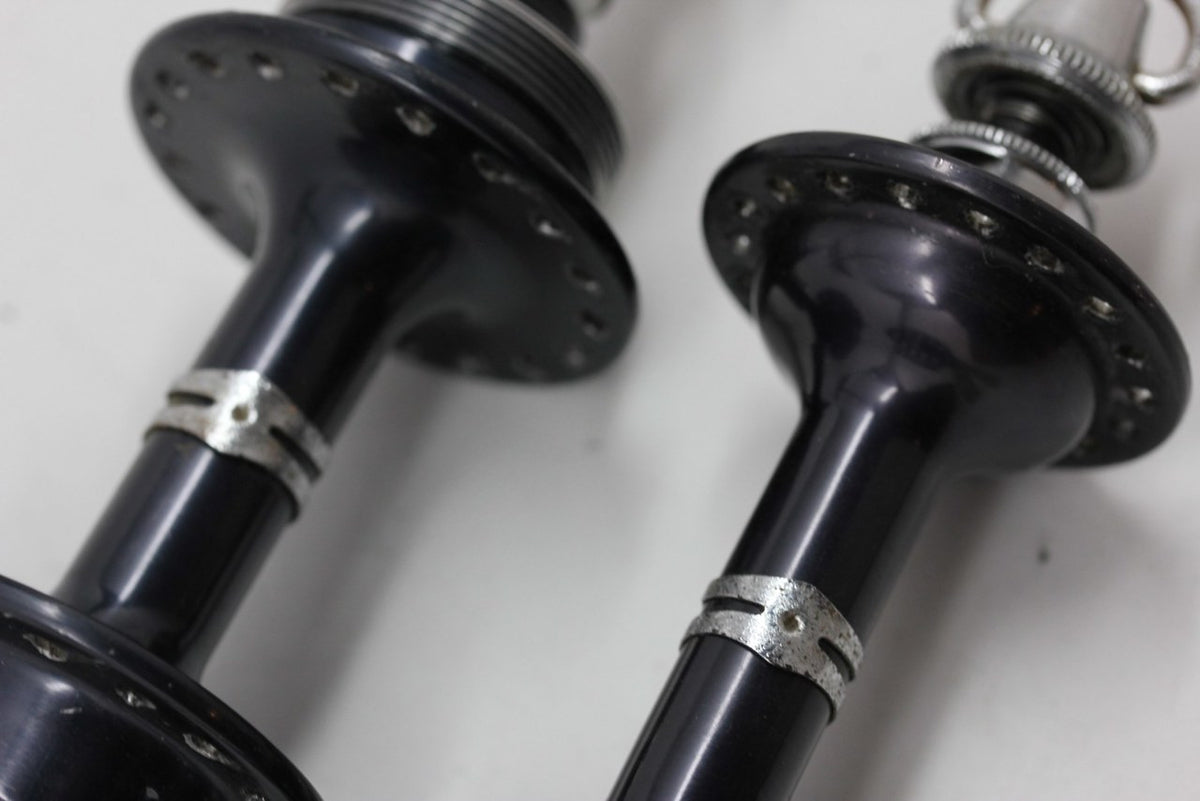 Shimano Dura Ace HS-731 / HS-831 Hubset: 36H x 120mm - Low Flange - 1st Gen Black 1970's - QR Skewers (Near Mint)