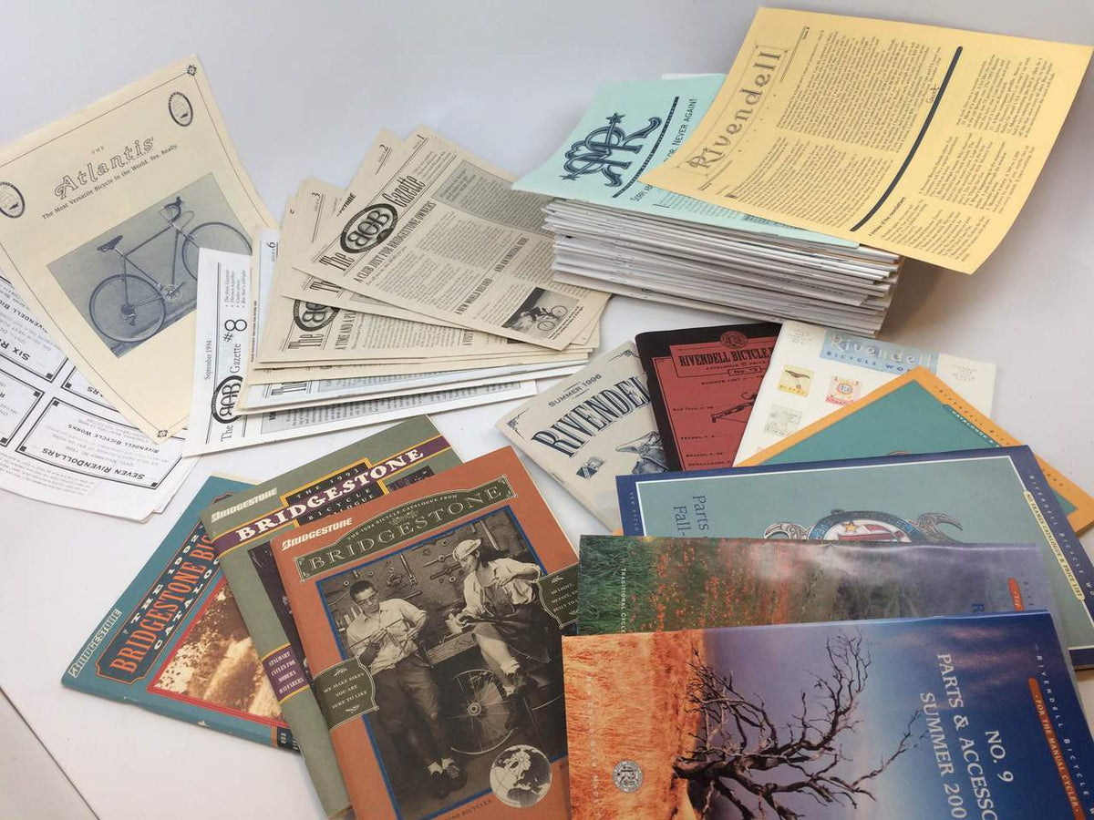 Rivendell / Bridgestone Catalog LOT: Riv-Reader BOB Mag, Near Complete 52 Piece, A Wealth of Bicycle Knowledge!