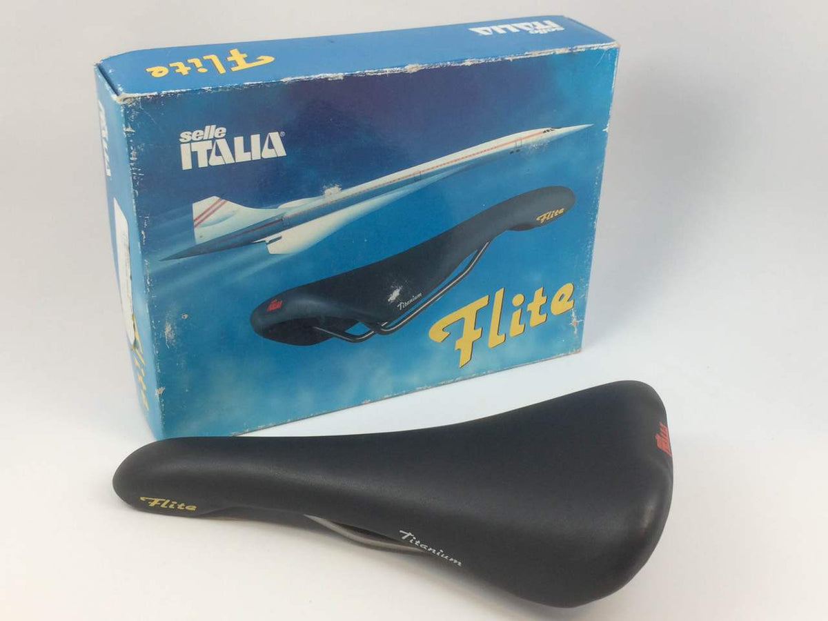 NIB/NOS 1991 Selle Italia Flite Ti Saddle: 2nd Year Model! 1st Gen, Black Leather RARE