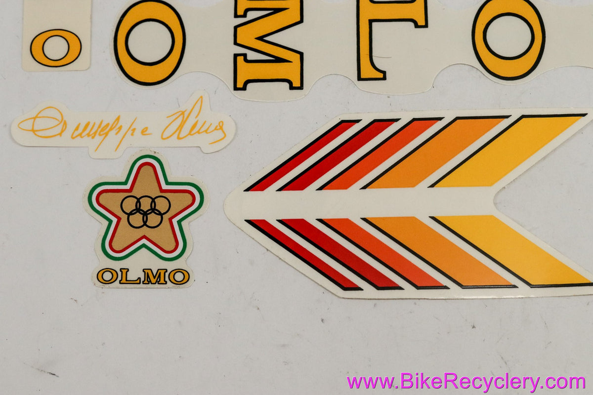 NOS OLMO Decal Set: Original 1980's - 6pc - Yellow / Red
