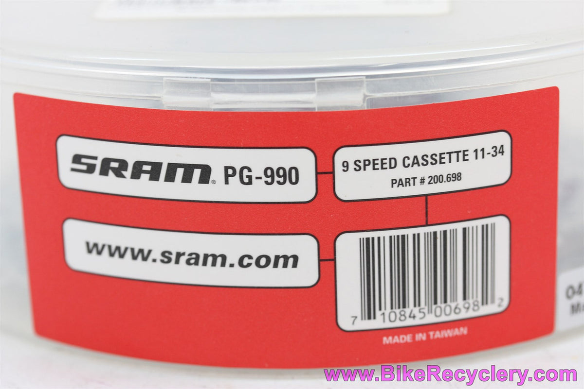 SRAM PG-990 9 Speed Cassette: 11-34t - Red Carrier (NEW)
