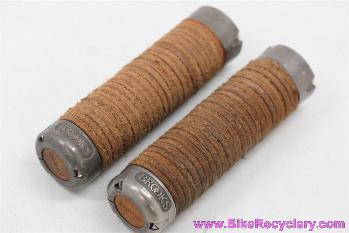 Brooks Plump Leather Ring Grips: Honey Brown - Lock On - End Caps (EXC)
