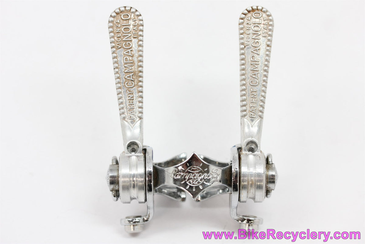 Campagnolo Nuovo Record Downtube Shifters: Clamp On - Chrome Cable Stops - #1014 (Near Mint)