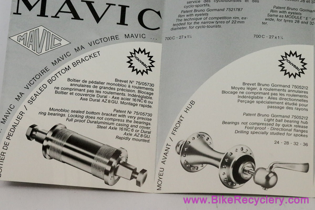 1976 Mavic Catalog / Brochure: RARE! Mavic's 1st ? (MINT)