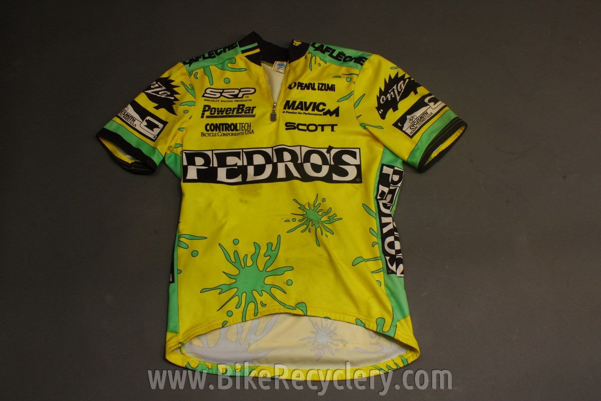 Pedros Cycling Jersey: 1990's SMALL Mountain Bike Yellow / Sea foam Green