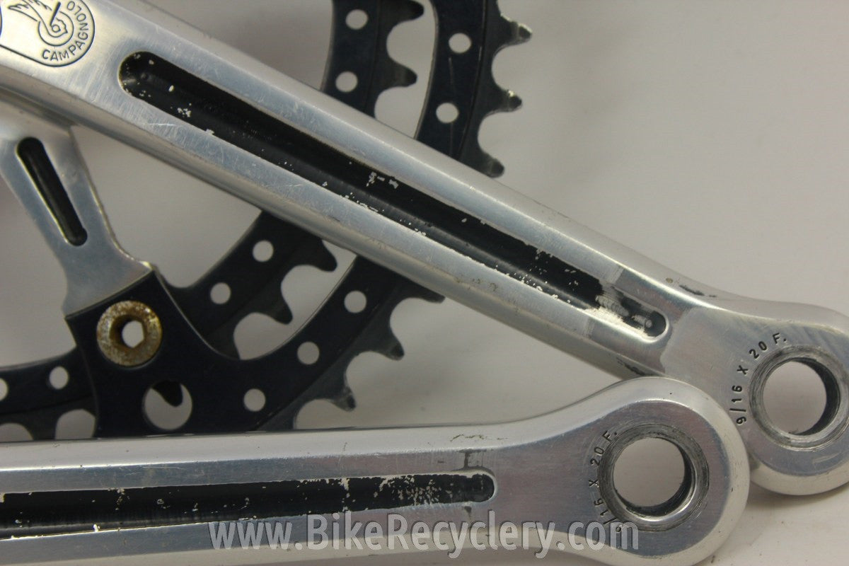1973 Campagnolo Nuovo/Super Record Crank Arms: Black Drilled Chainrings, Black Flutes 170mm 144mm 52/42