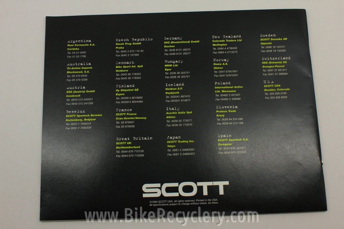 1995 Scott Bicycles Catalog: Unishock, Vertigo LSD, etc