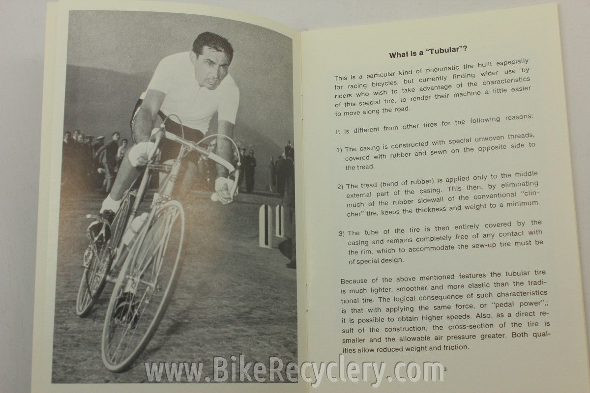 1970's Bicycle Tubular Tire Guide Book w/ Cool B/W Post Card Photos Fausto Coppi