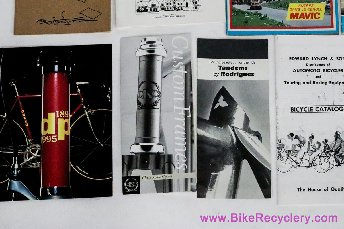 Vintage Bike Catalog & Pamphlet LOT: Detto / Chris Kvale / Automoto / Hetchins / Rodriguez Tandem / Guide Etapes...
