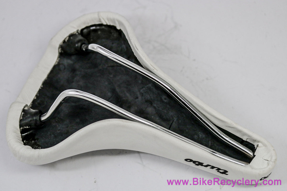 Selle Italia L. Turbo Saddle: Smooth White Leather - Shorter/Wider Version