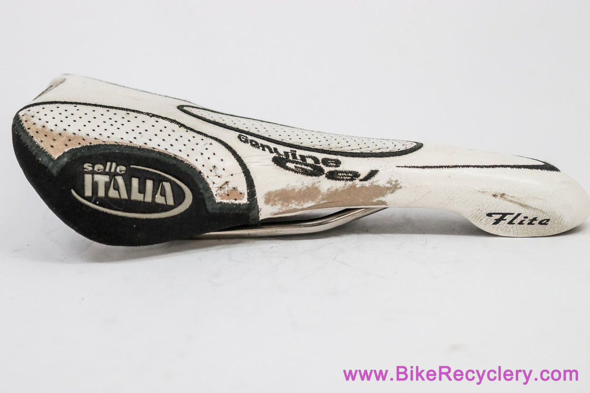 Selle Italia Flite Titanium Genuine Gel: White Perforated Leather + Kevlar - 2001