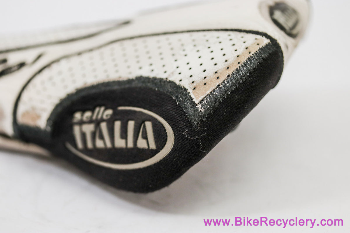 Selle Italia Flite Titanium Genuine Gel: White Perforated Leather + Kevlar - 2001