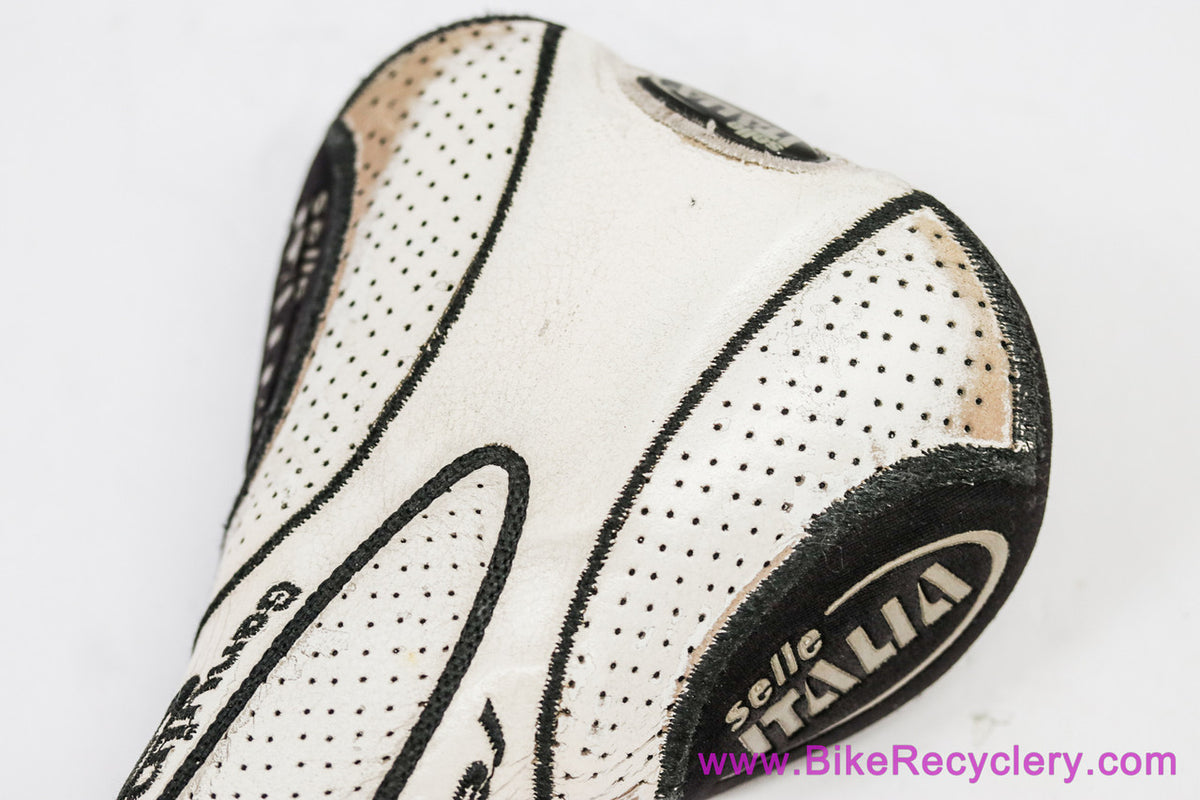 Selle Italia Flite Titanium Genuine Gel: White Perforated Leather + Kevlar - 2001