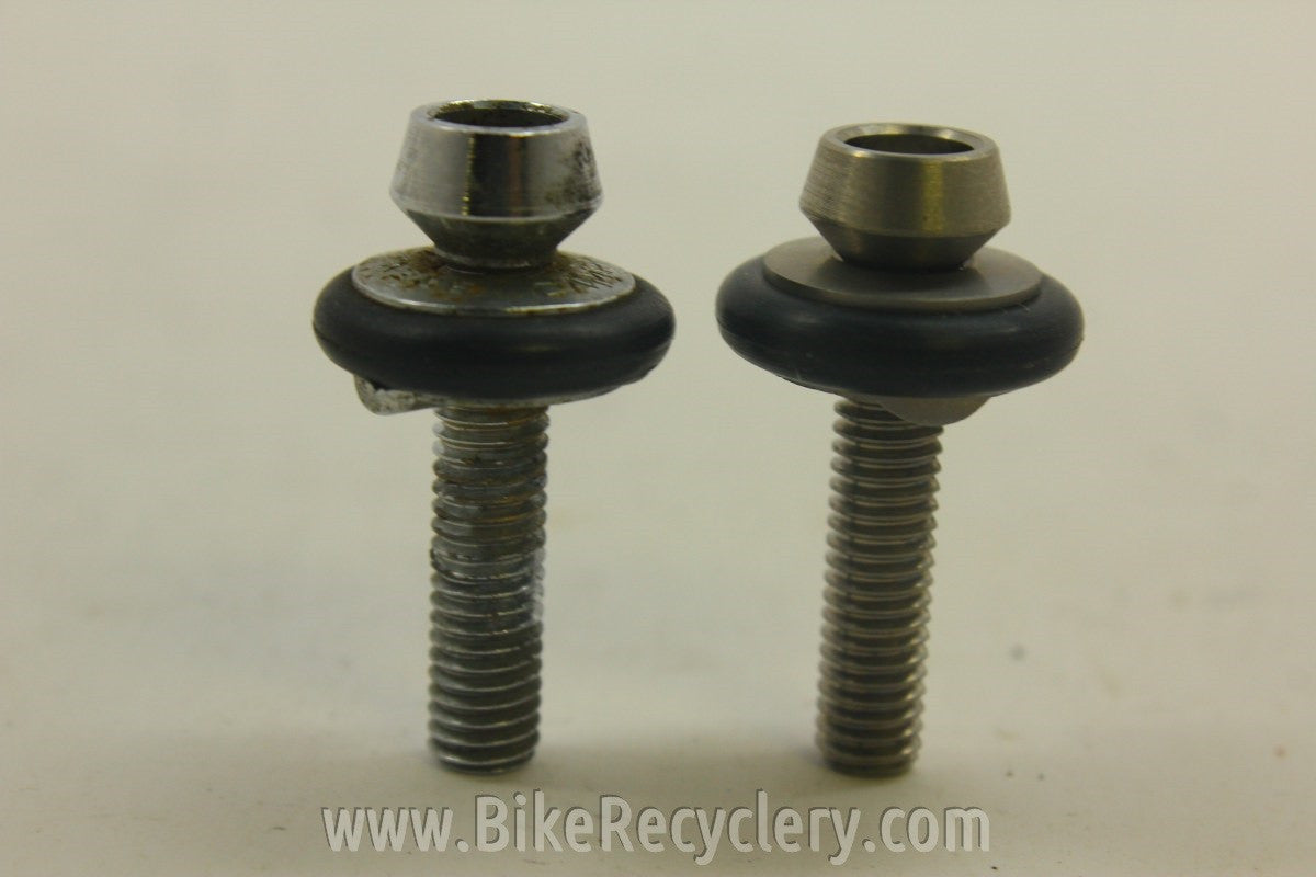 Campagnolo Brake Barrel Adjusters! Titanium w/ Black O-Rings, 5g (Pair)
