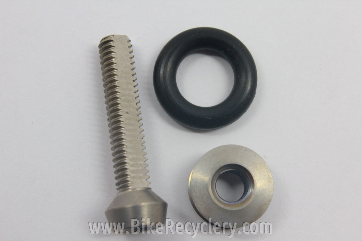 Campagnolo Brake Barrel Adjusters! Titanium w/ Black O-Rings, 5g (Pair)