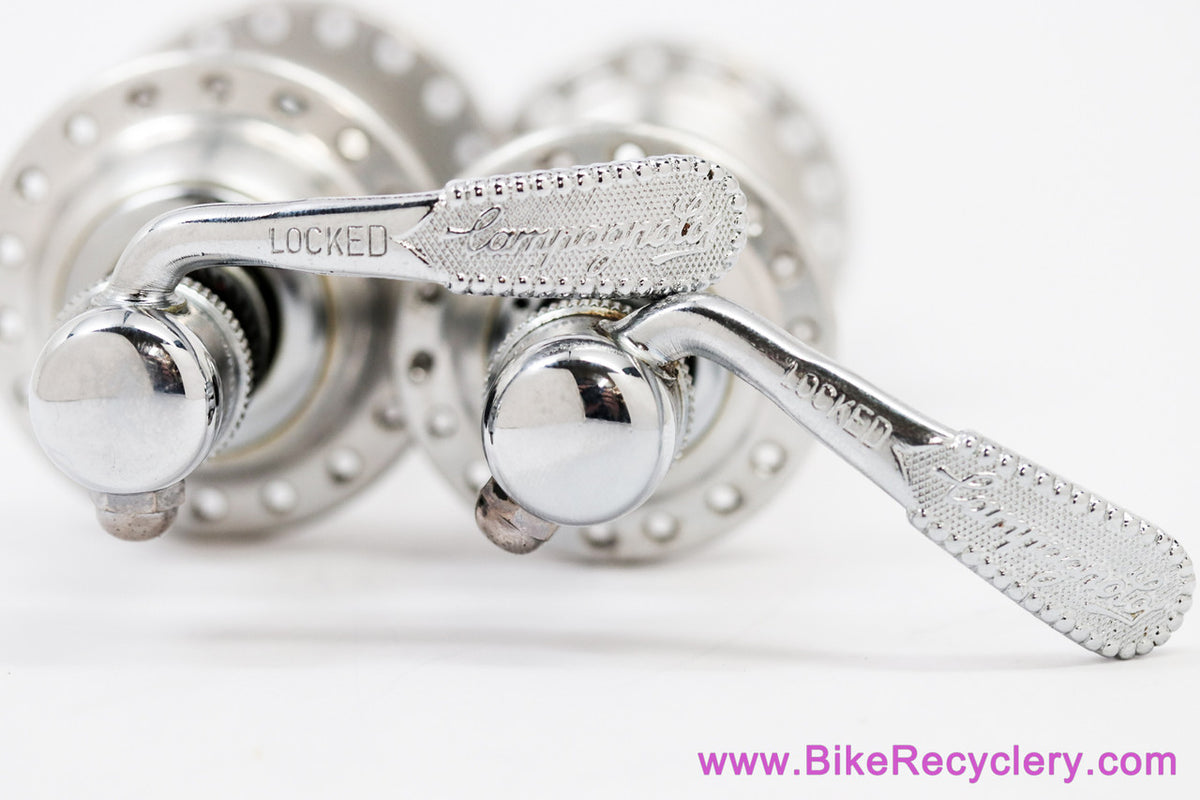Campagnolo Nuovo Record Low Flange Hubset: 36H x 126mm - Curved QR - Front/Rear - BSA (Near Mint+ Perfect Bearings)